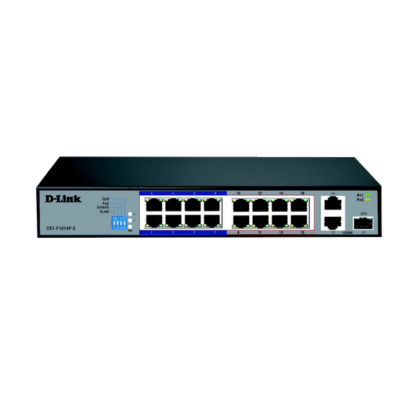 16-port 10/100Base-T Unmanaged Long Range 250m PoE+ Surveillance Switch with 16 PoE ports
